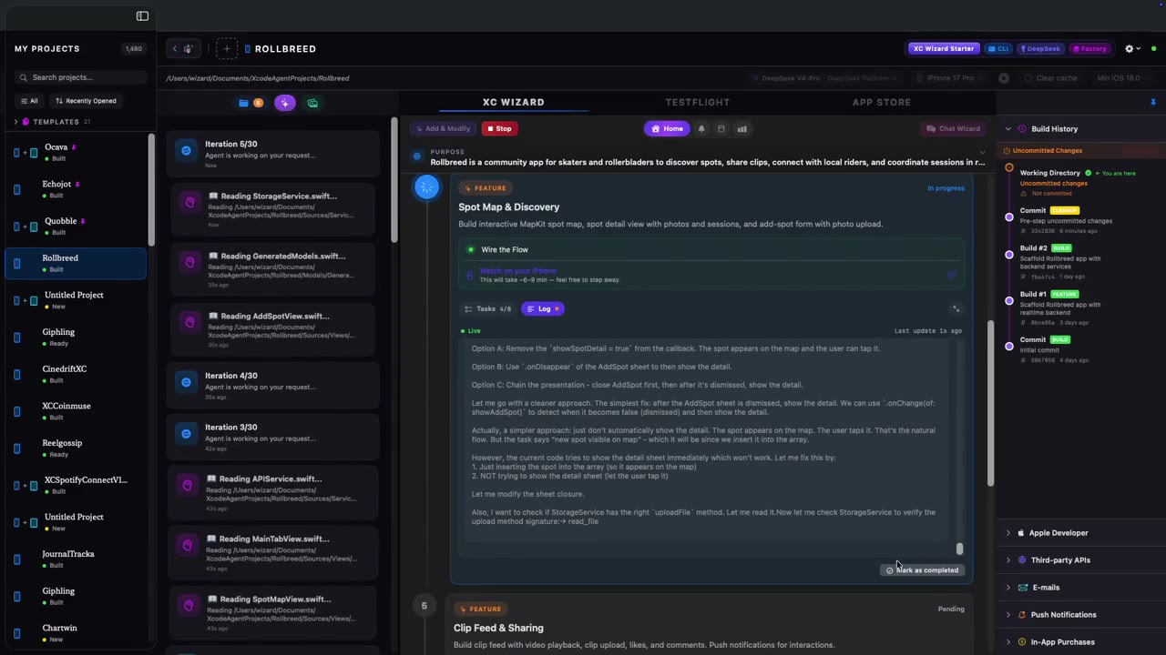 XC Wizard — live in-app walkthrough