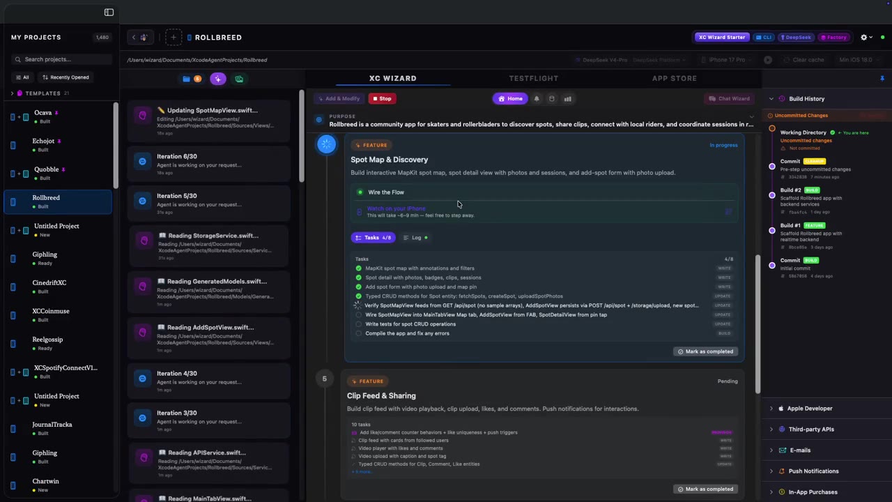 XC Wizard — live in-app walkthrough